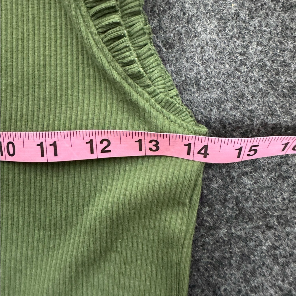 J. Crew Women's Green Rib Ruffle Sleeve Top - Picture 6 of 8
